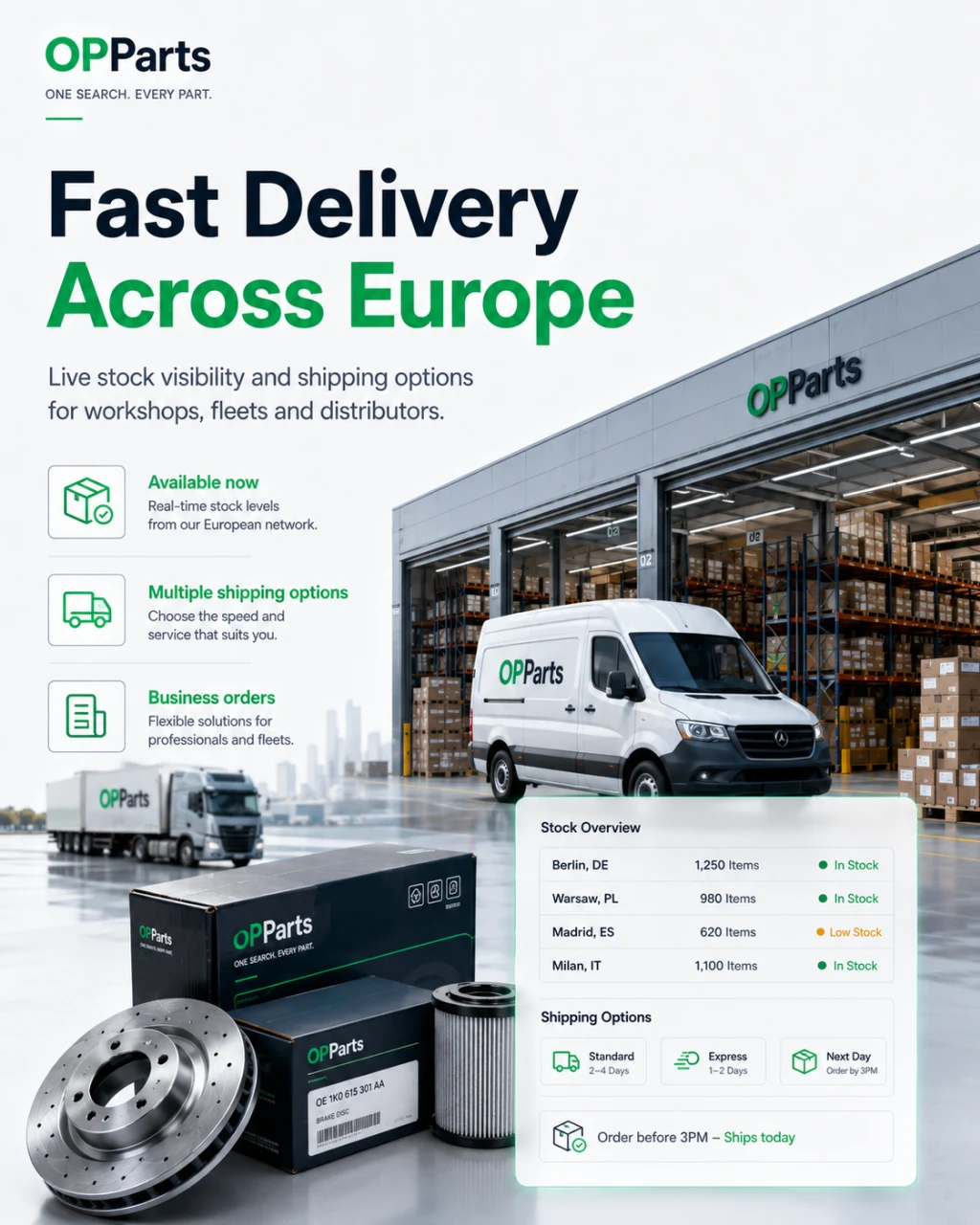 Fast delivery across Europe